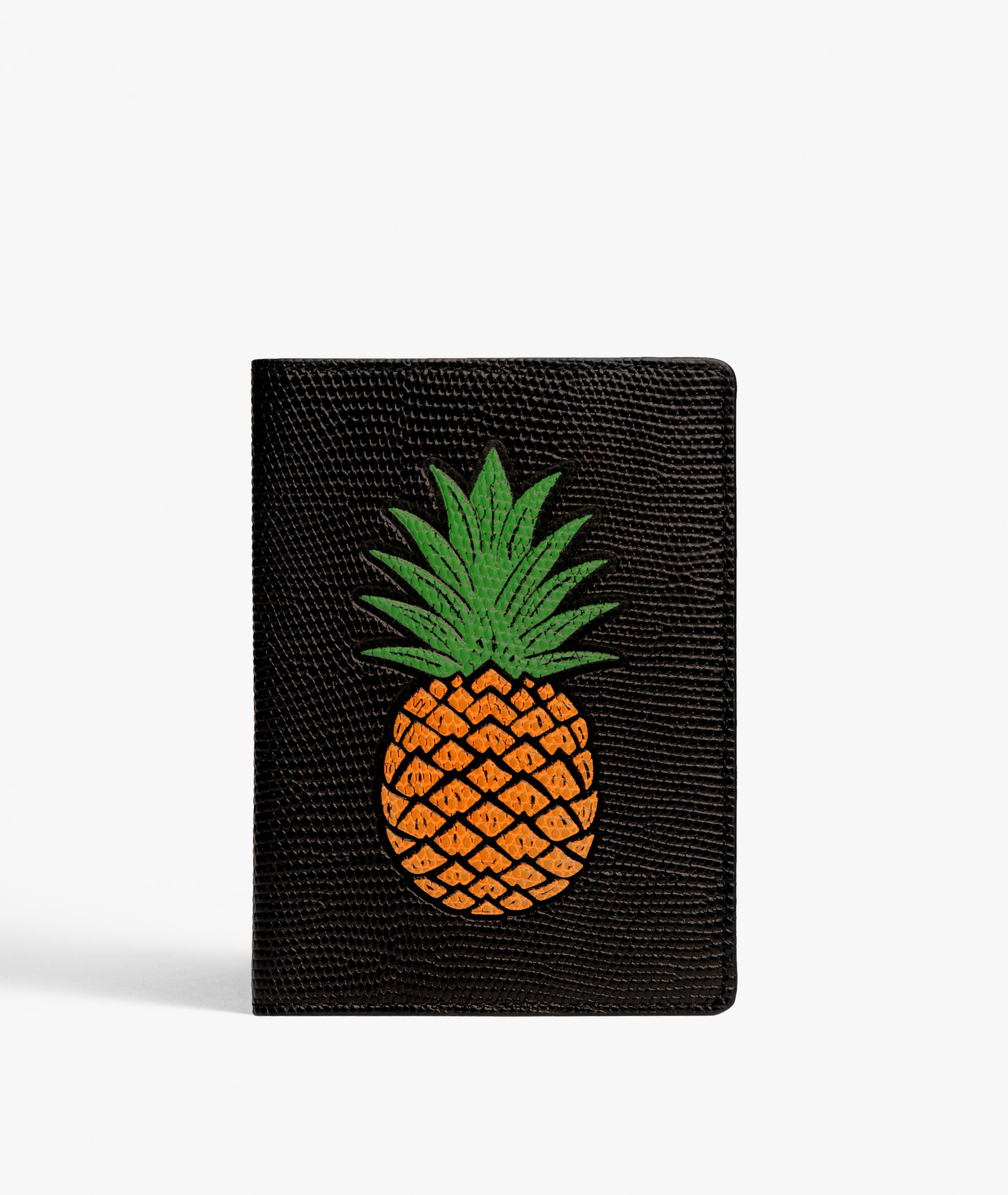 Funda para pasaporte Pineapple Orange Lizard Black