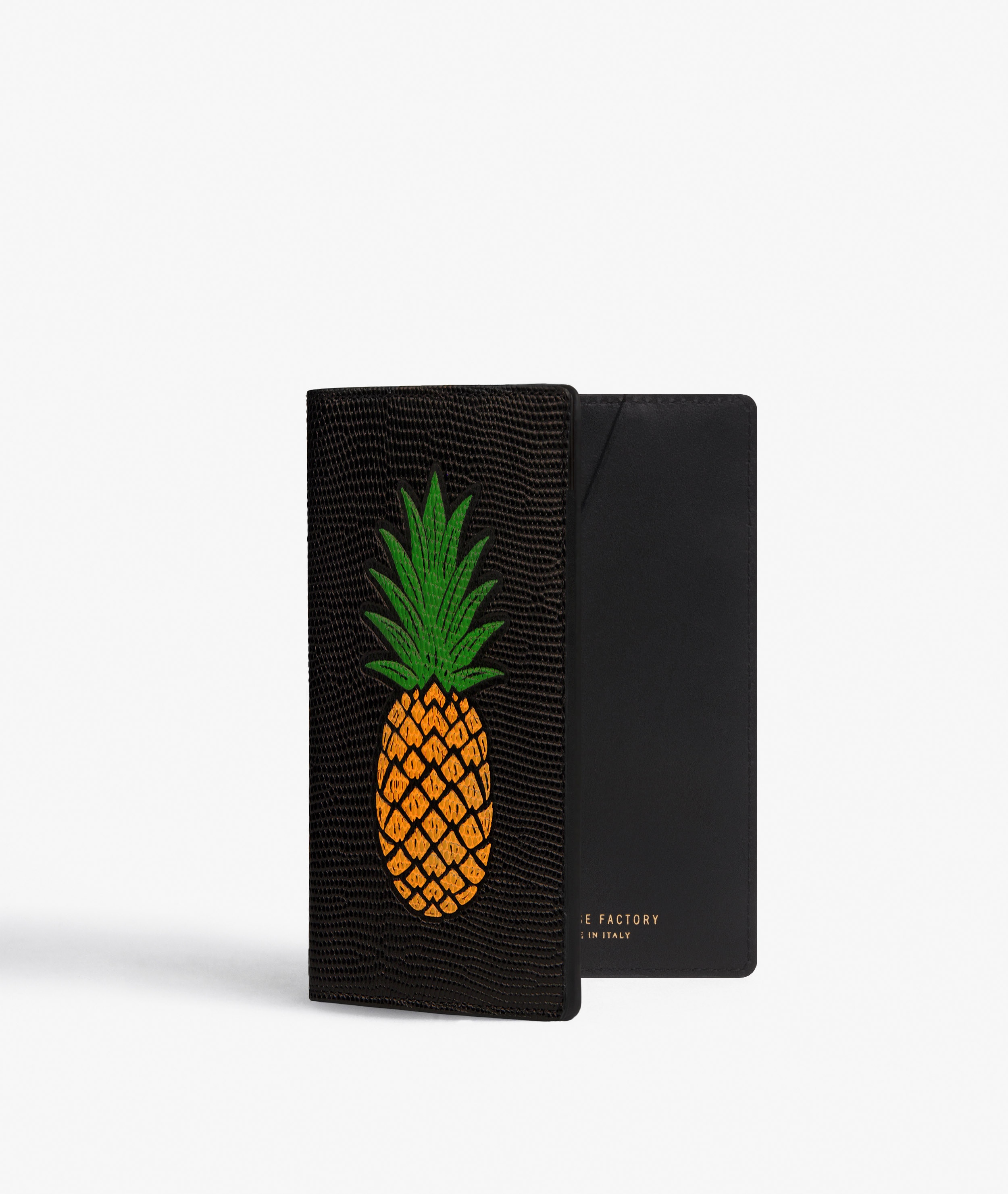 Funda para pasaporte Pineapple Orange Lizard Black