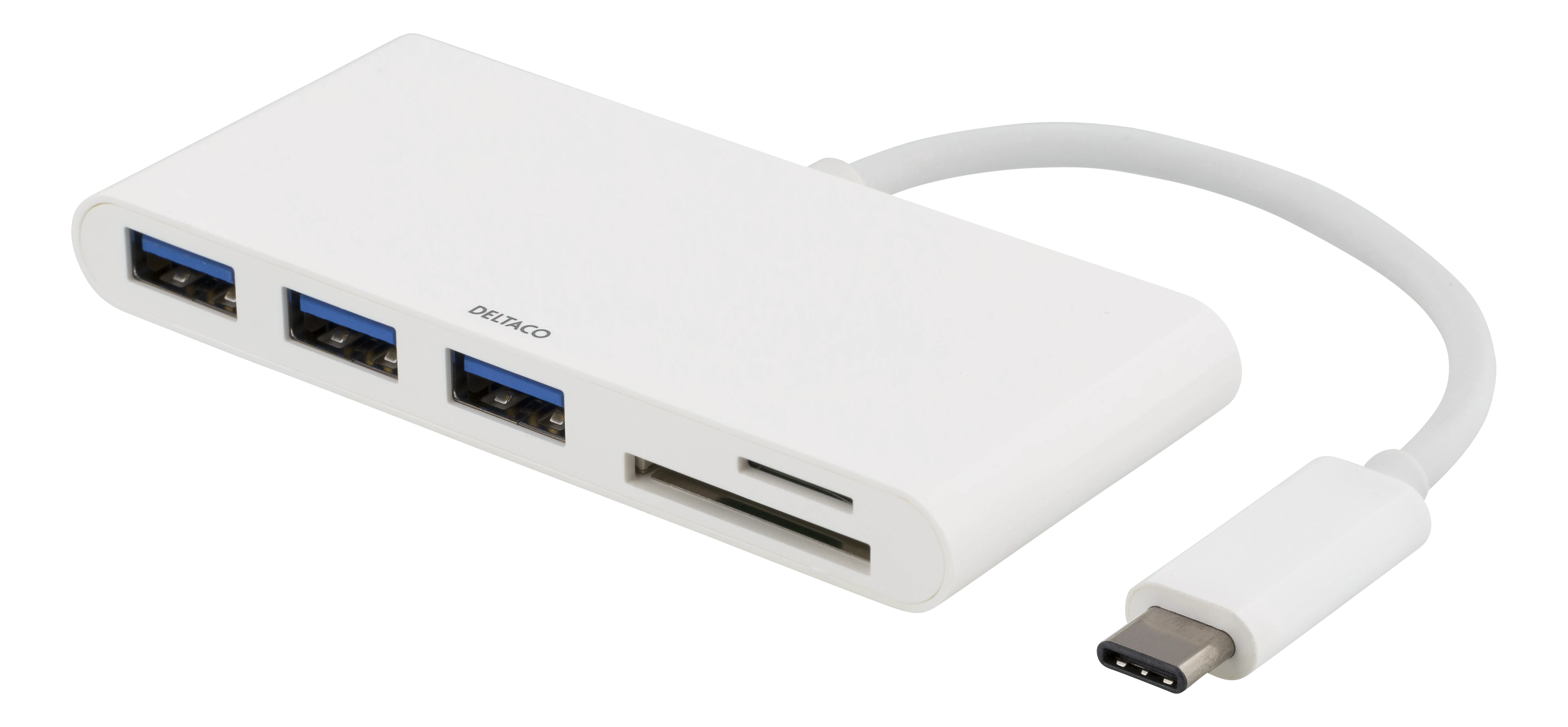 Concentrador USB-C 3x USB-A + SD/microSD blanco