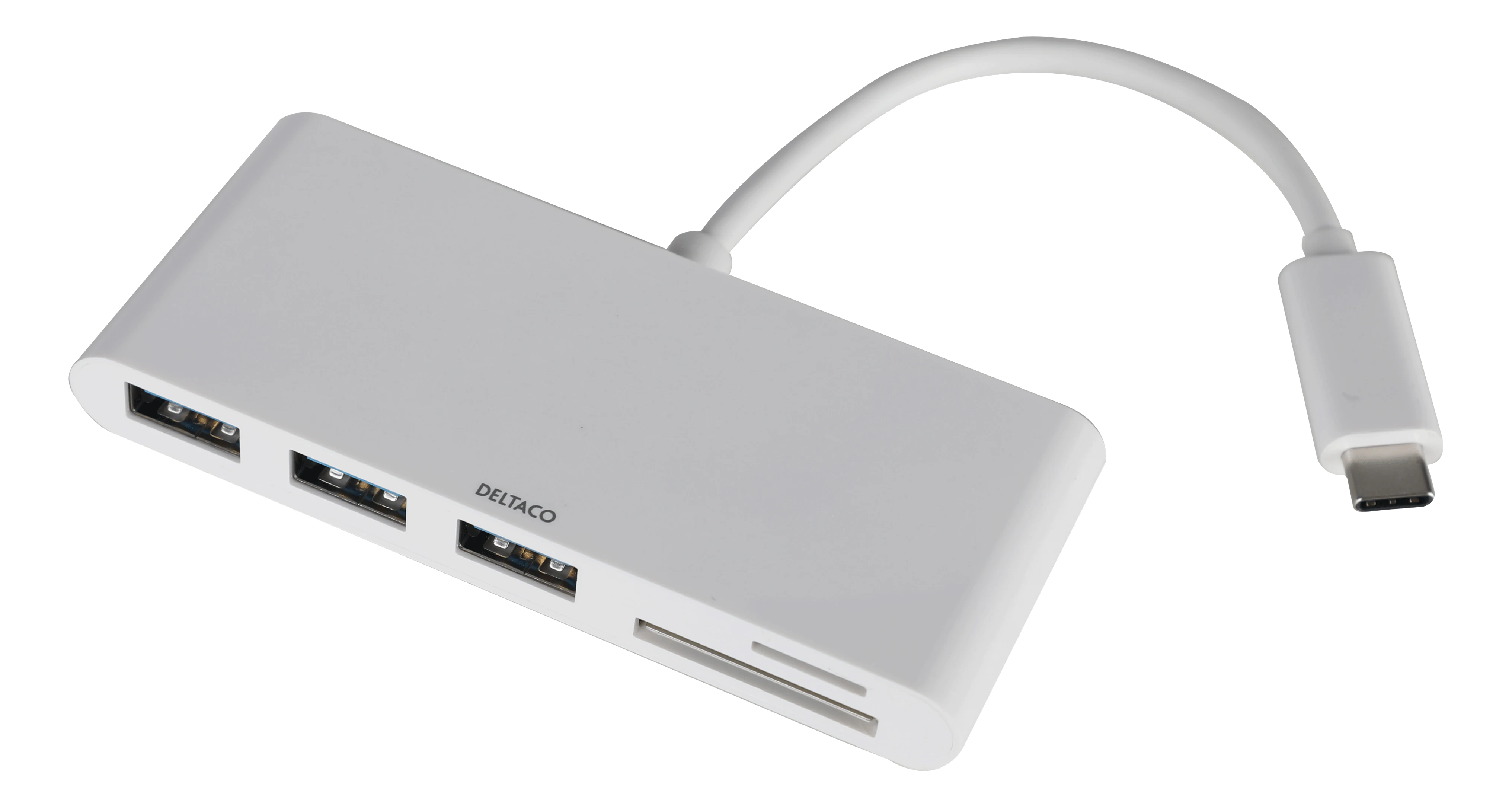 Concentrador USB-C 3x USB-A + SD/microSD blanco