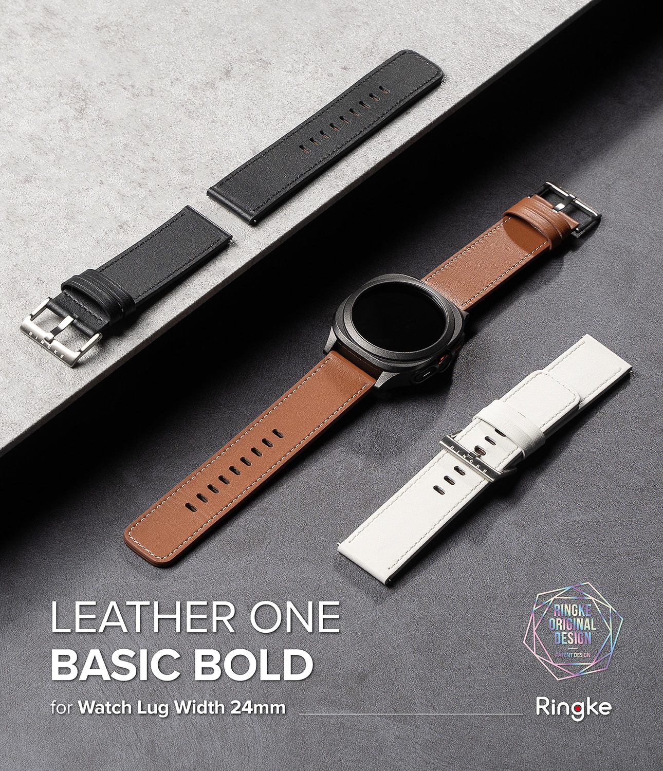 Leather One Basic Bold Band Mobvoi Ticwatch Pro 5 Brown