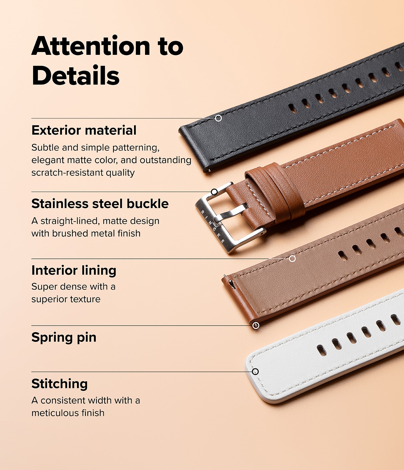 Leather One Basic Bold Band Mobvoi Ticwatch Pro 5 Brown