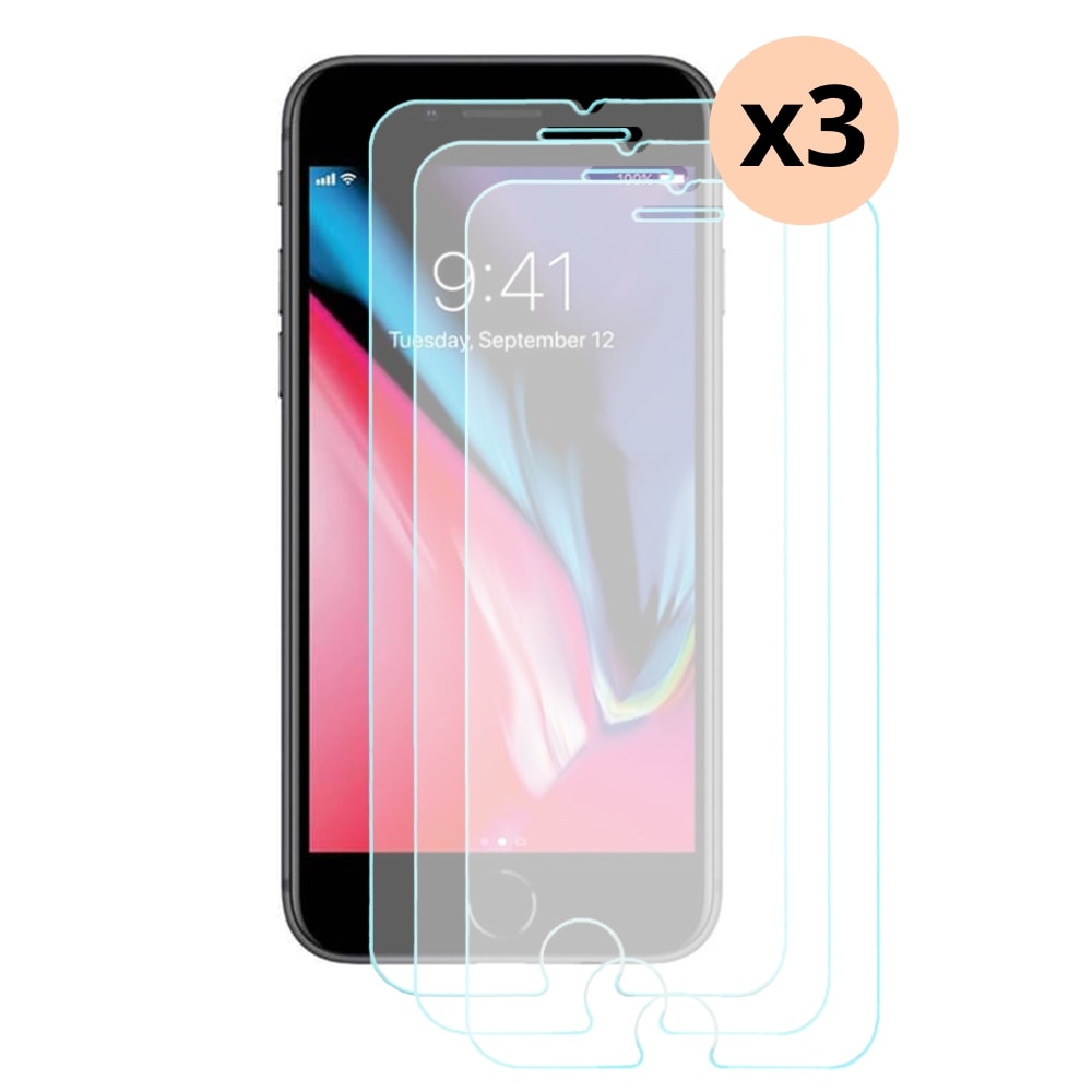 Kit para iPhone 8 3 piezas Protector de pantalla en cristal templado 0.3mm  - Comprar online