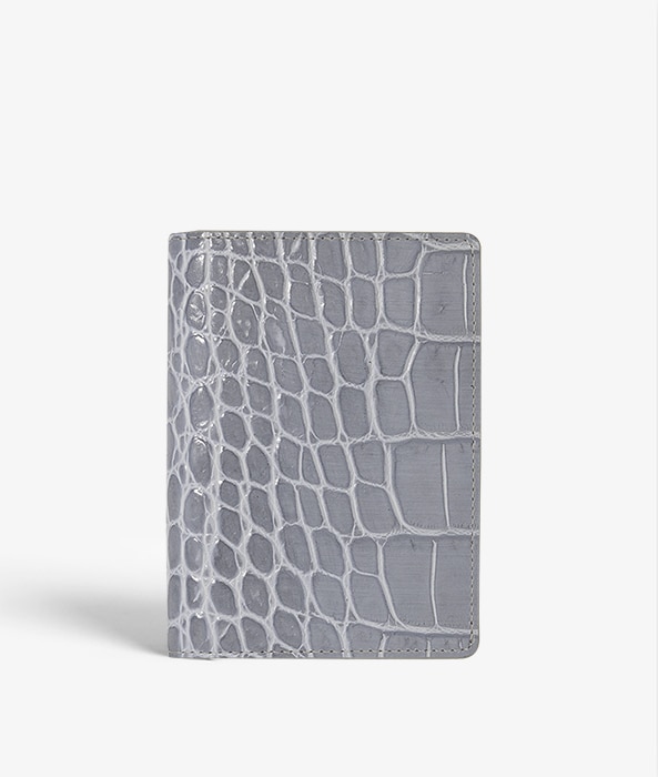 Funda para pasaporte Crocodile Dusty Blue Shiny