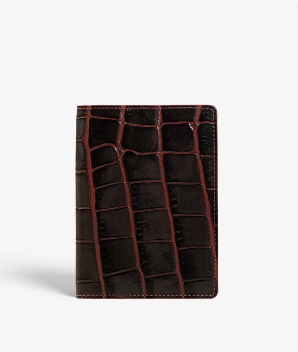 Funda para pasaporte Crocodile Taupe/Pink