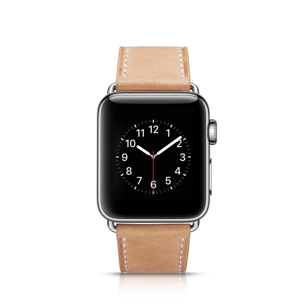 Correa de Piel Apple Watch 45mm Series 8 Khaki