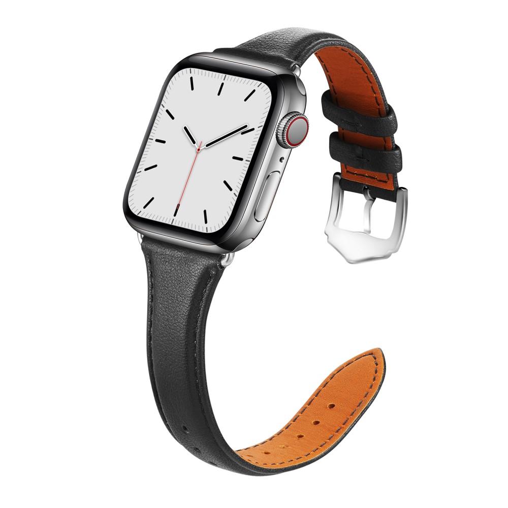 Correa fina de piel Apple Watch 45mm Series 8 Negro