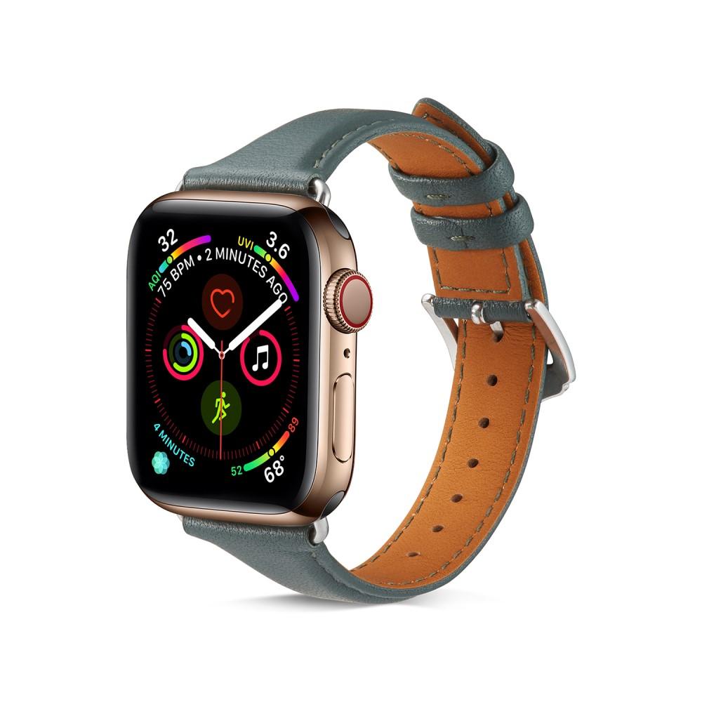 Correa fina de piel Apple Watch 45mm Series 8 Verde