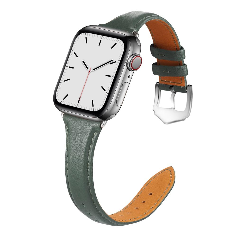 Correa fina de piel Apple Watch 45mm Series 8 Verde