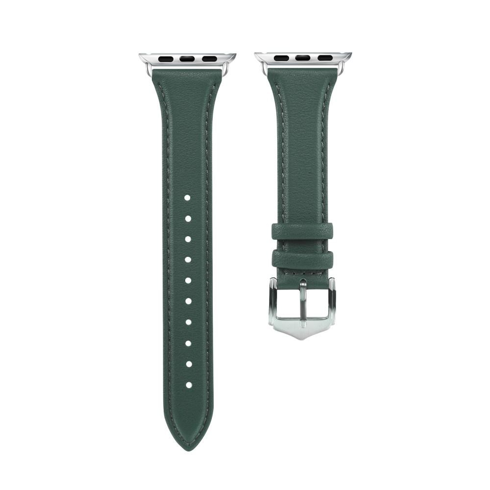 Correa fina de piel Apple Watch 45mm Series 8 Verde