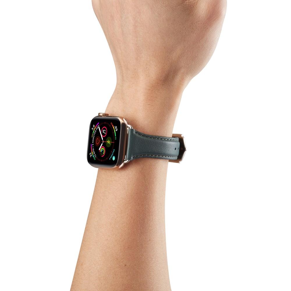 Correa fina de piel Apple Watch 45mm Series 8 Verde