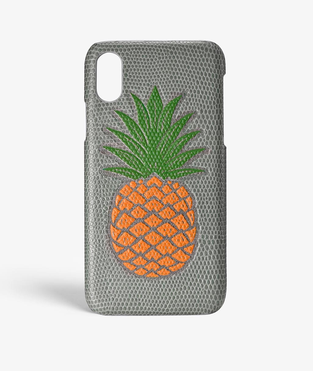 Funda iPhone X/XS Pineapple Orange Lizard Grey