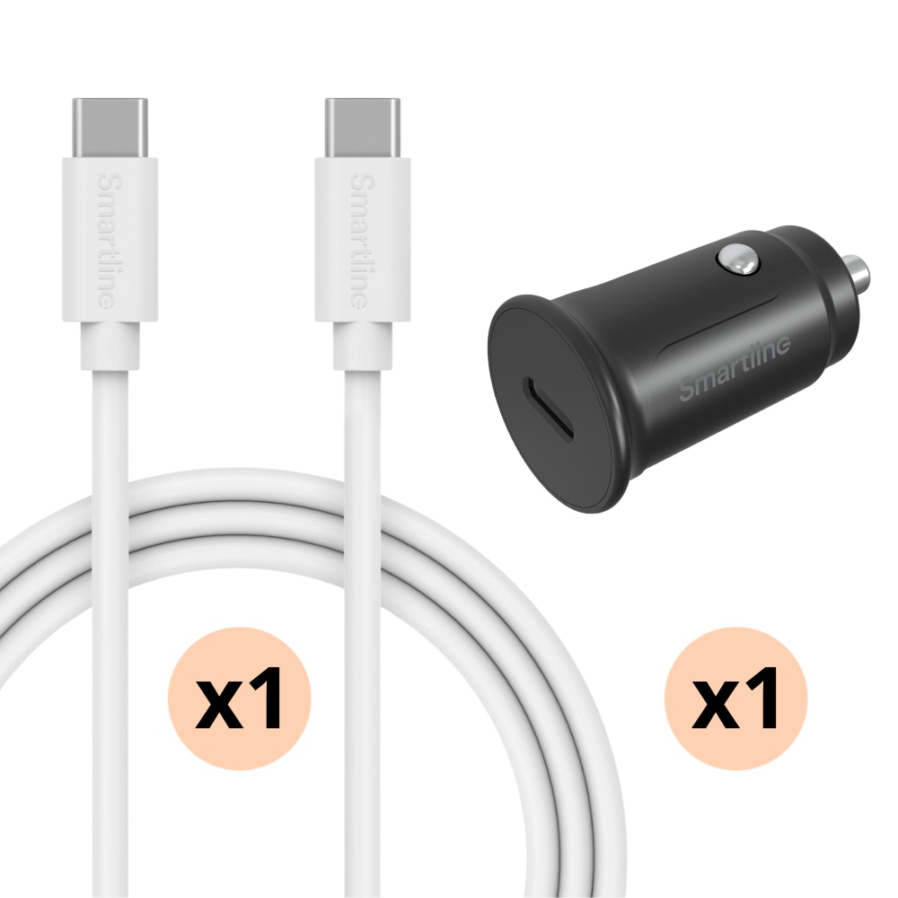 Cargador para automóvil completo para Xiaomi Redmi 13C - Cable de 1m y cargador USB-C - Smartline